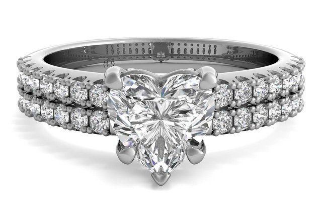 double french set band engagement ring