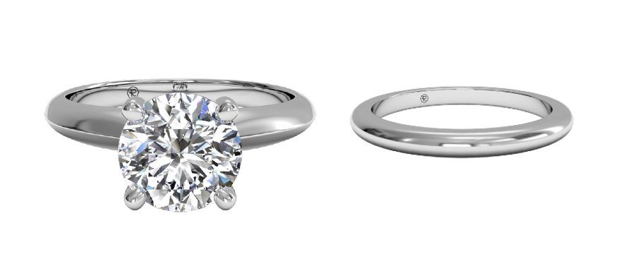 engagement ring (left) vs wedding ring (right)