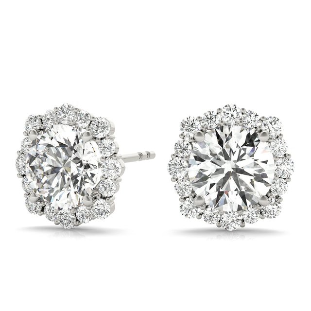 floral halo lab diamond studs