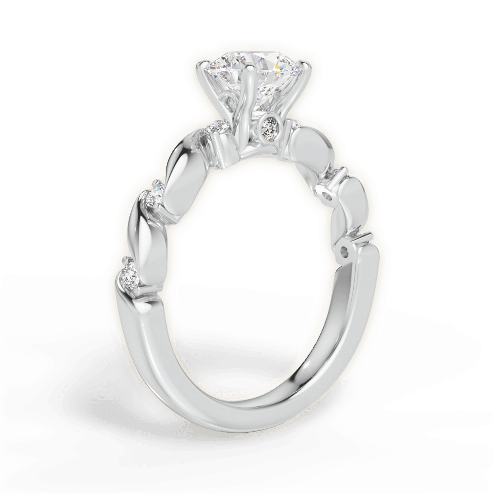 The Zariah Round Cut 14kt White Gold Coil Twist Diamond Engagement