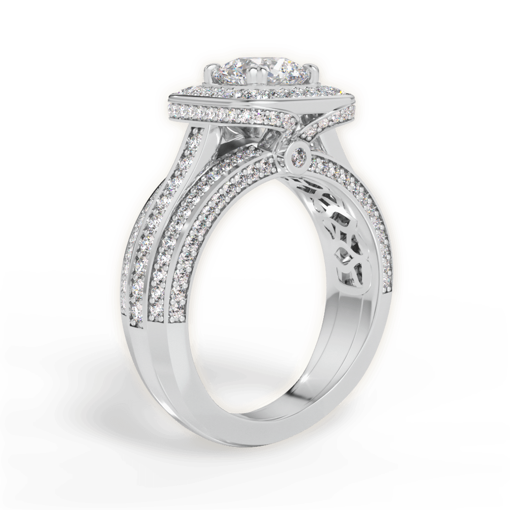 The Marisa Round Cut 14kt White Gold Masterwork Cushion Halo