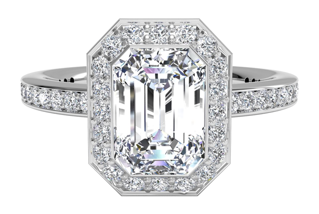 Neil Lane Couture Square Emerald Cut Diamond, Platinum Engagement Ring