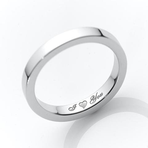 Platinum over Sterling Brilliant White Topaz with Leaf Detail Engraved  Wedding Ring