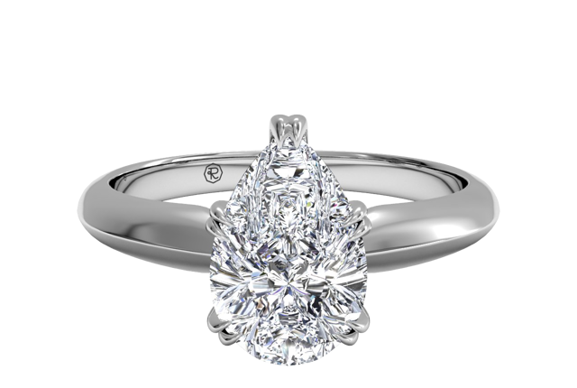 knife edge pear engagement ring