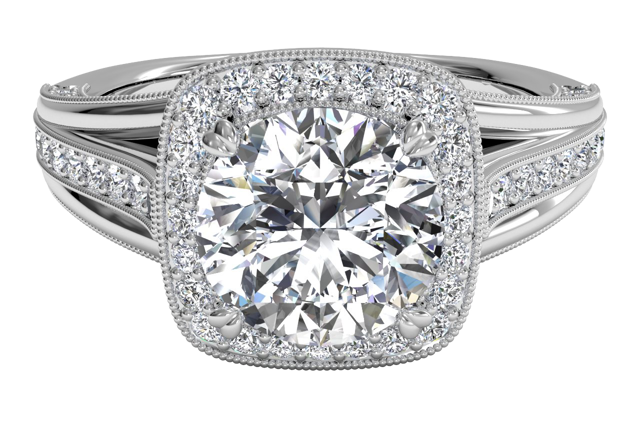 masterwork cushion-shaped halo diamond halo engagement ring