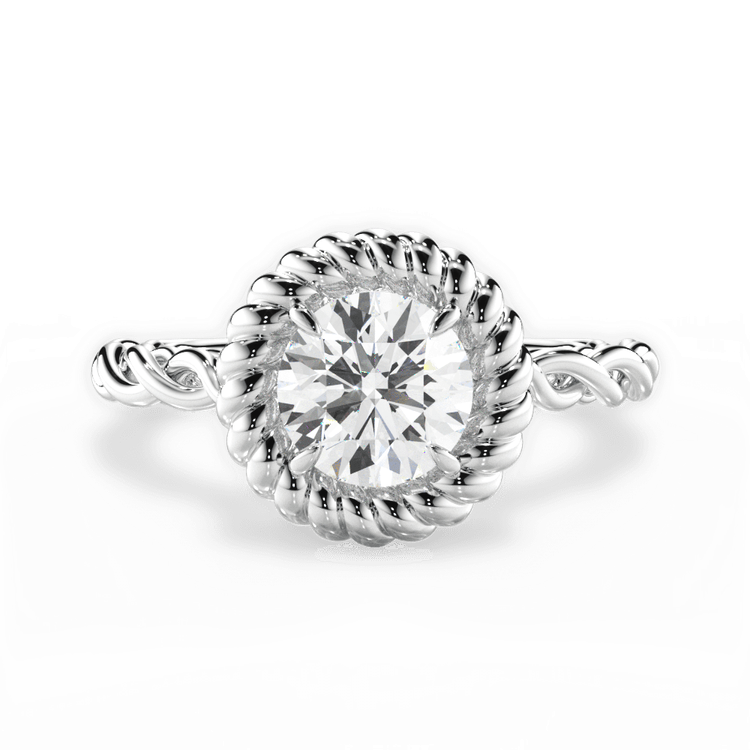 Engagement Ring -Petite Rope Solitaire Emerald Cut Engagement Ring-ES727EC