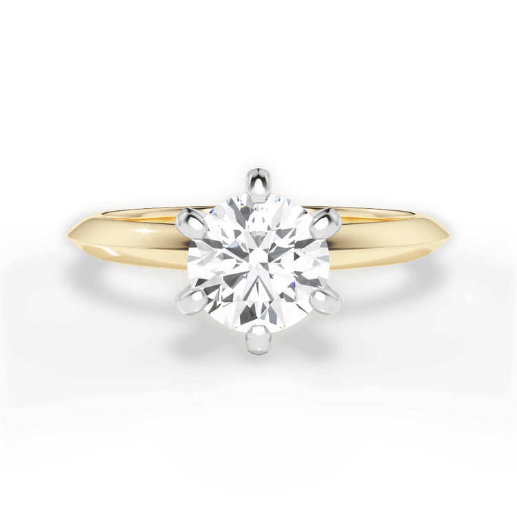 The Agnes Round Cut 18kt Yellow Gold Six-Prong Knife-Edge