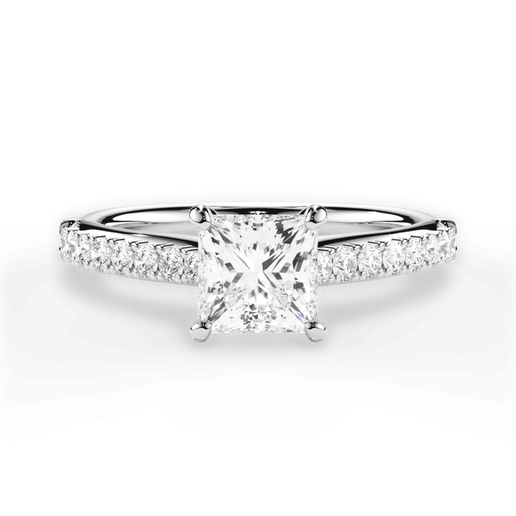 French-set Diamond Band Engagement Ring / 1.55 Carat Princess Lab Diamond |  Ritani