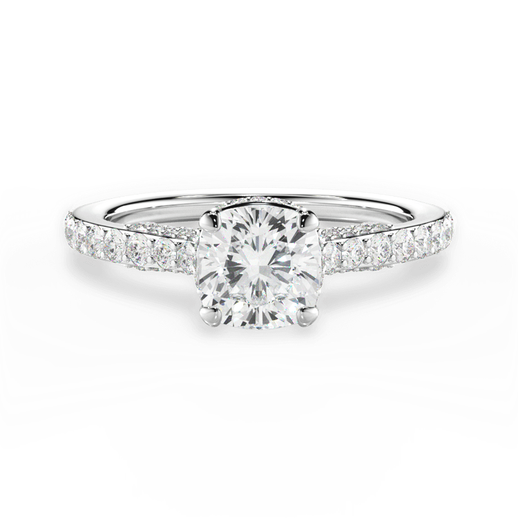 Harper Cushion Cut 14kt White Gold French-Set Diamond Band / 2.03