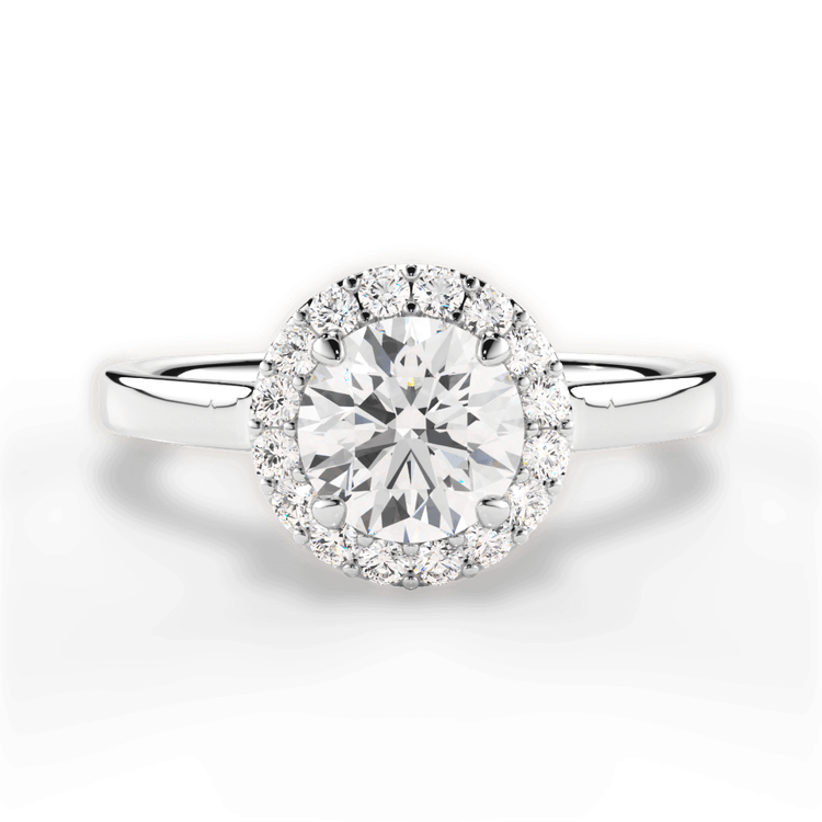 Round halo engagement deals ring plain band