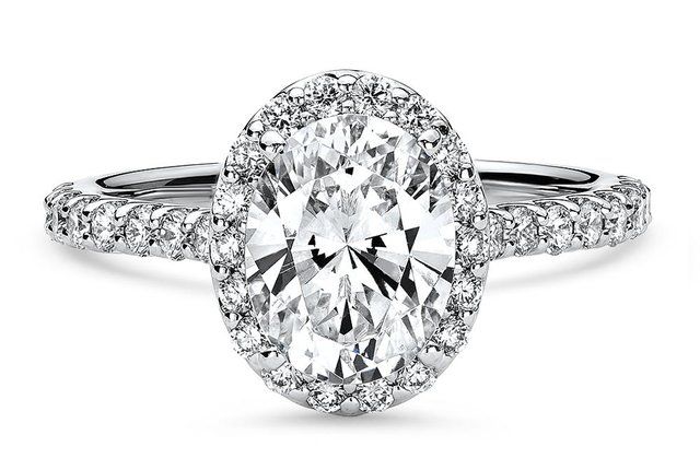 oval-cut halo engagement ring