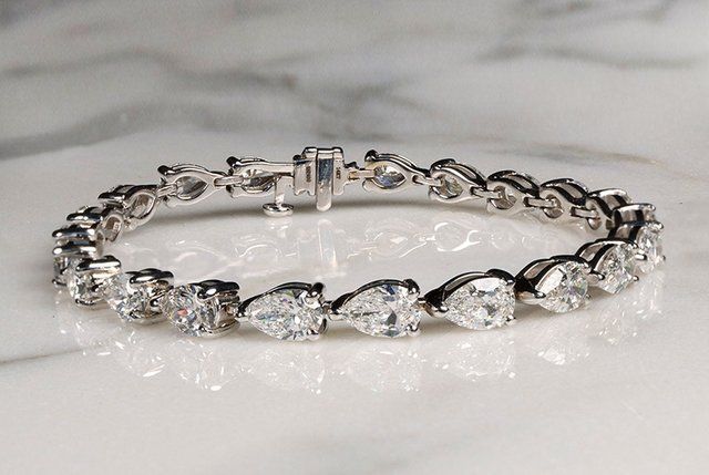 11 ctw pear east to west lab diamond tennis bracelet