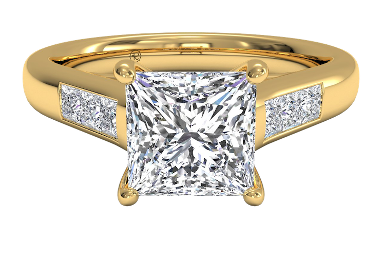 engagement ring with princess-cut side stones