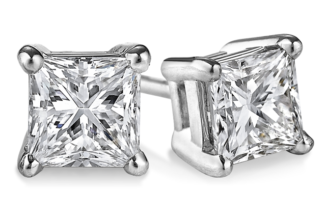 princess-cut diamond studs