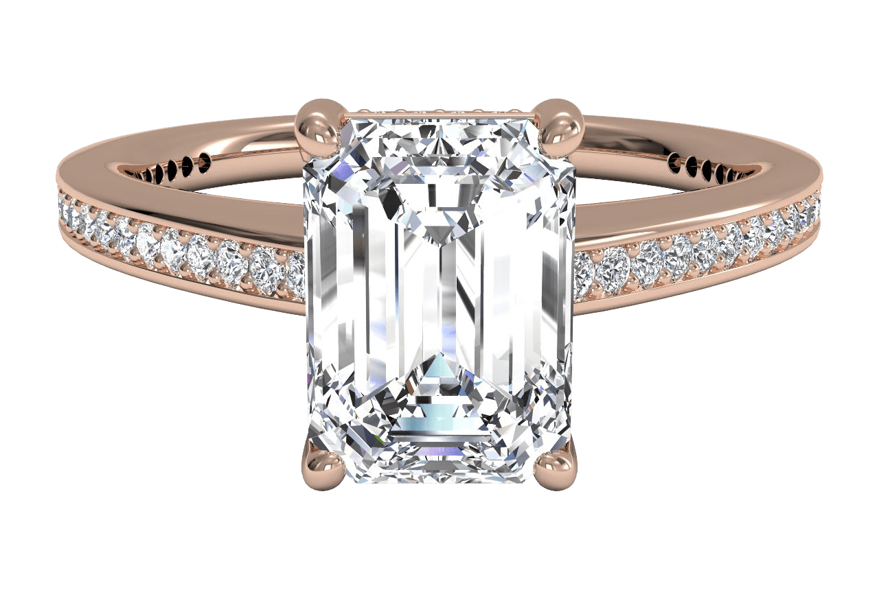 rose gold emerald cut engagement ring