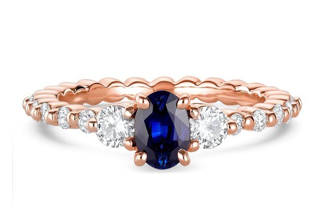 sapphire and diamond rose gold cocktail ring