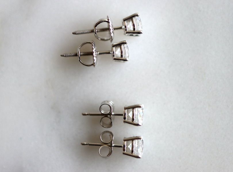 screw back earrings (top) vs push back earrings (bottom)