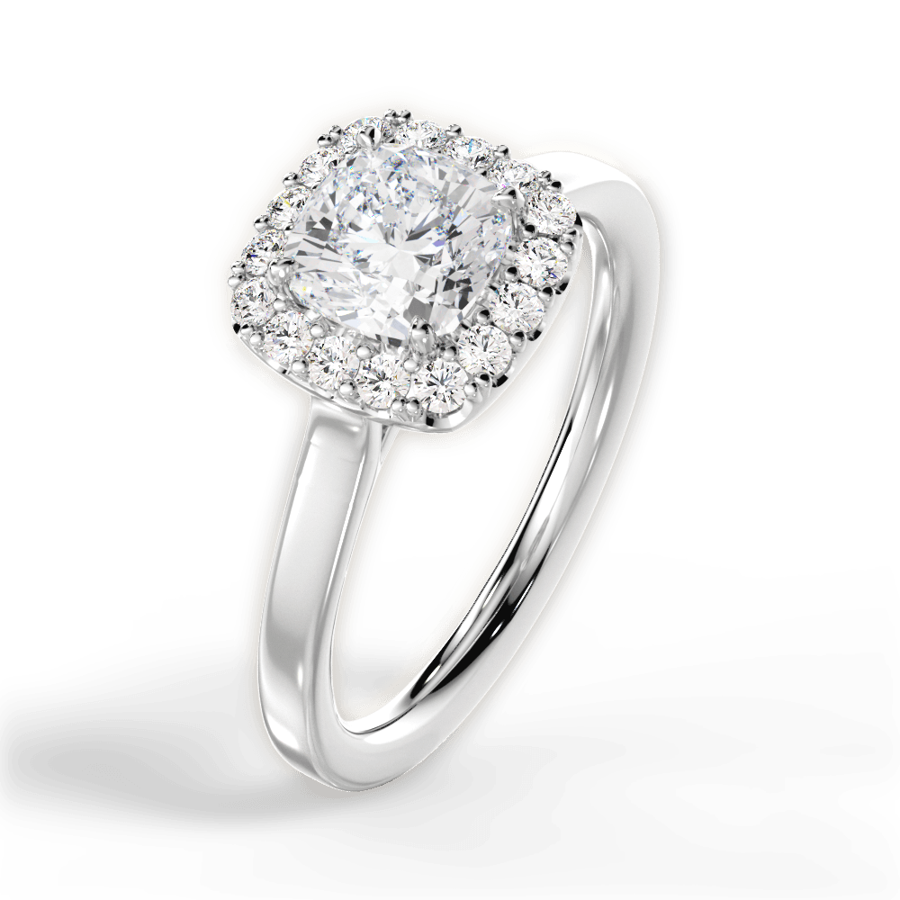 Cushion cut halo hot sale plain band