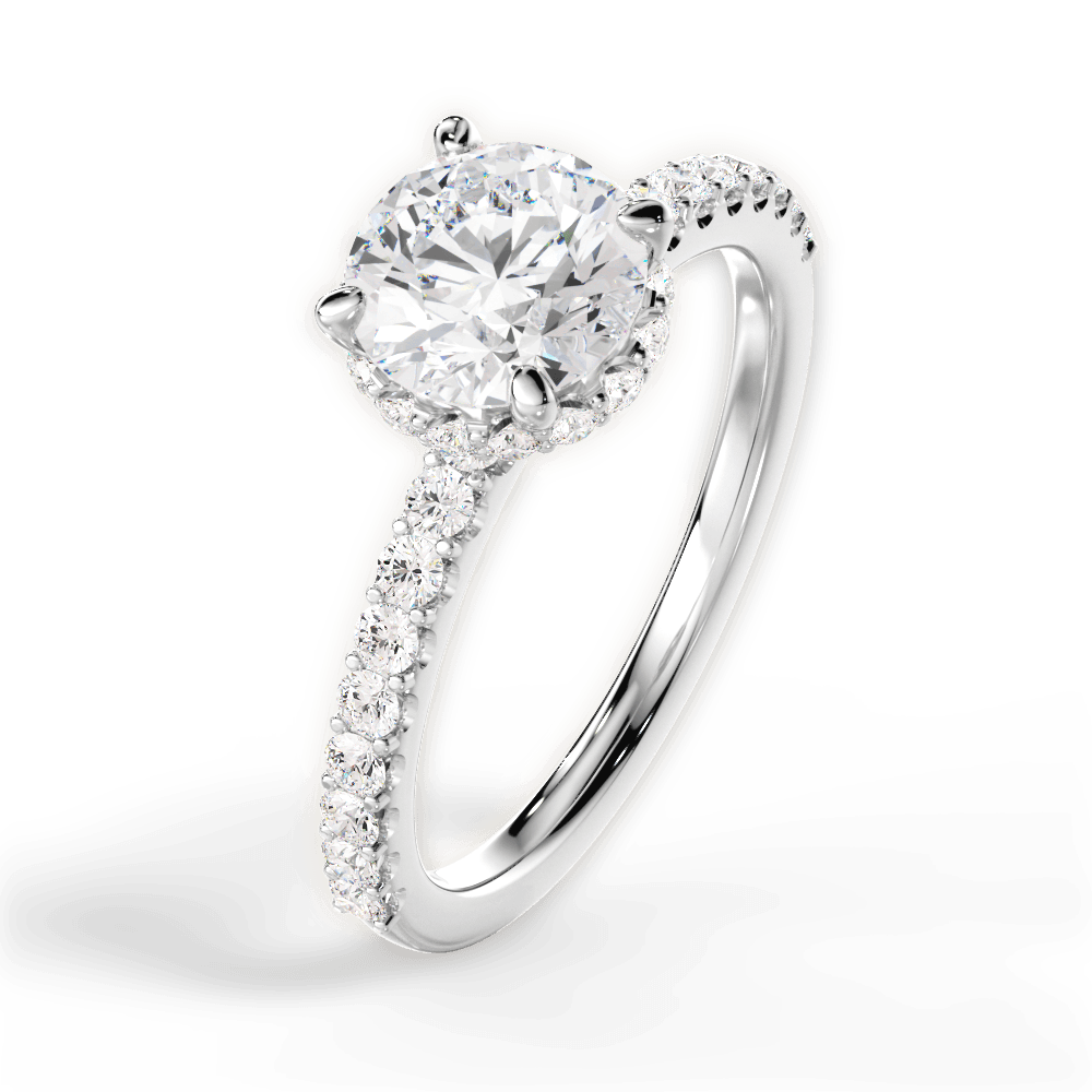 The Niki Round Cut 14kt White Gold Classic Diamond Band Engagement