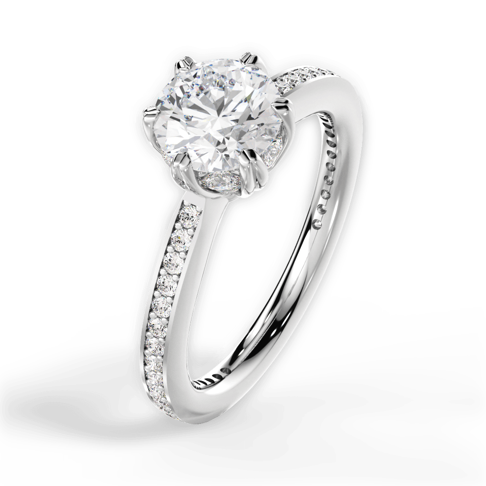The Rita Round Cut 14kt White Gold Six-Prong Micropavé Band