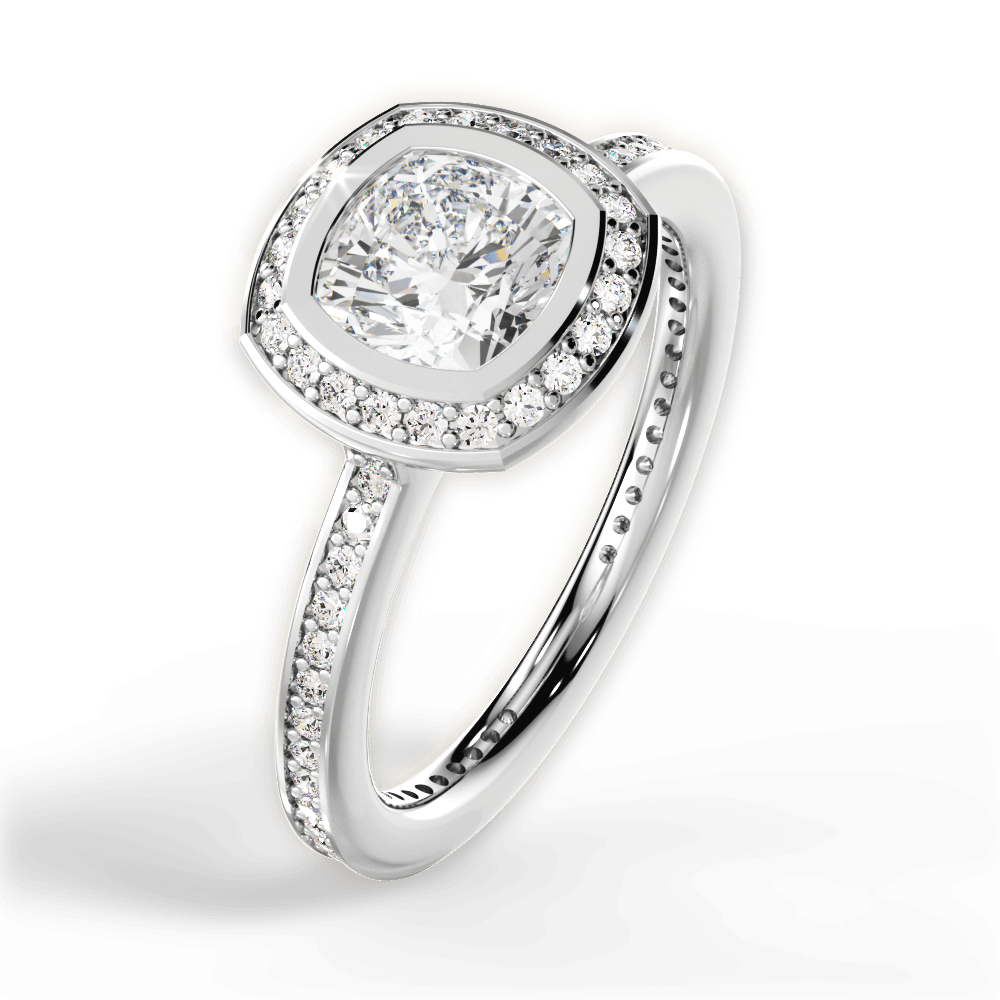 The Ritani Endless Love Cushion Cut Platinum Round Vintage Halo