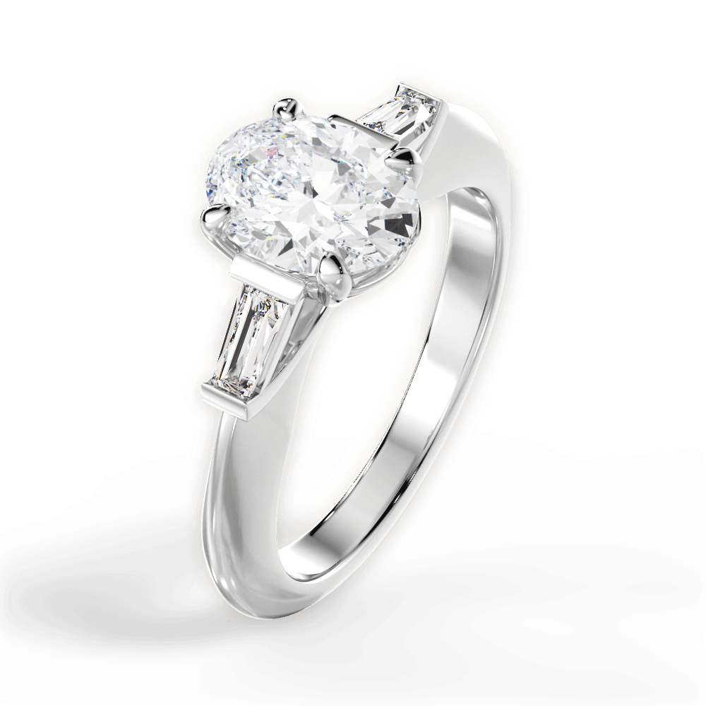The Emma Oval Cut 14kt White Gold Tapered Baguette Diamond