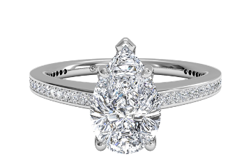 sidestone diamond teardrop engagement ring