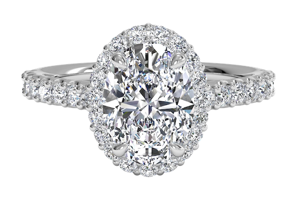 oval halo engagement ring