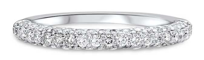 three row pavé wedding band