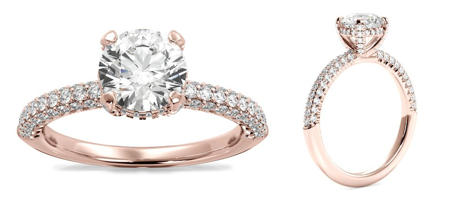three-row diamond engagement ring