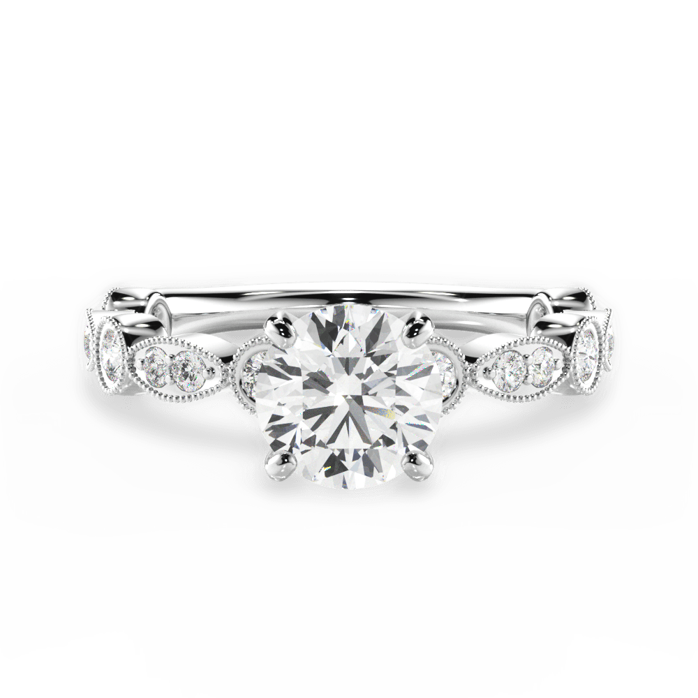 The Ciela Round Cut 14kt White Gold Split Double Band Solitaire