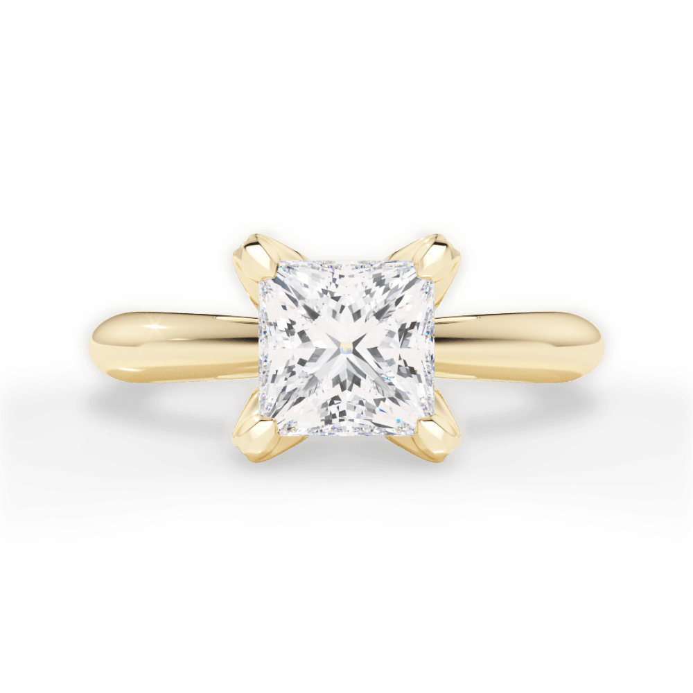 The Silvia Princess Shaped 18kt Yellow Gold Solitaire Diamond