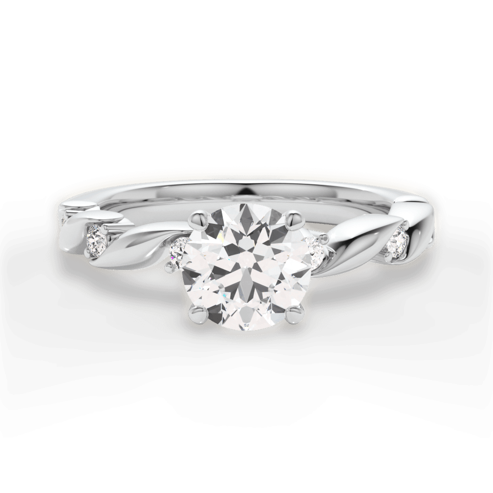 The Zariah Round Cut 14kt White Gold Coil Twist Diamond Engagement