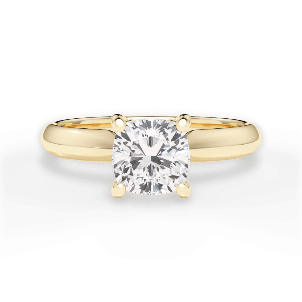 The Zoya Cushion Cut 18kt Yellow Gold Solitaire Knife-Edge