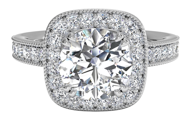 milgrain vintage-style engagement ring