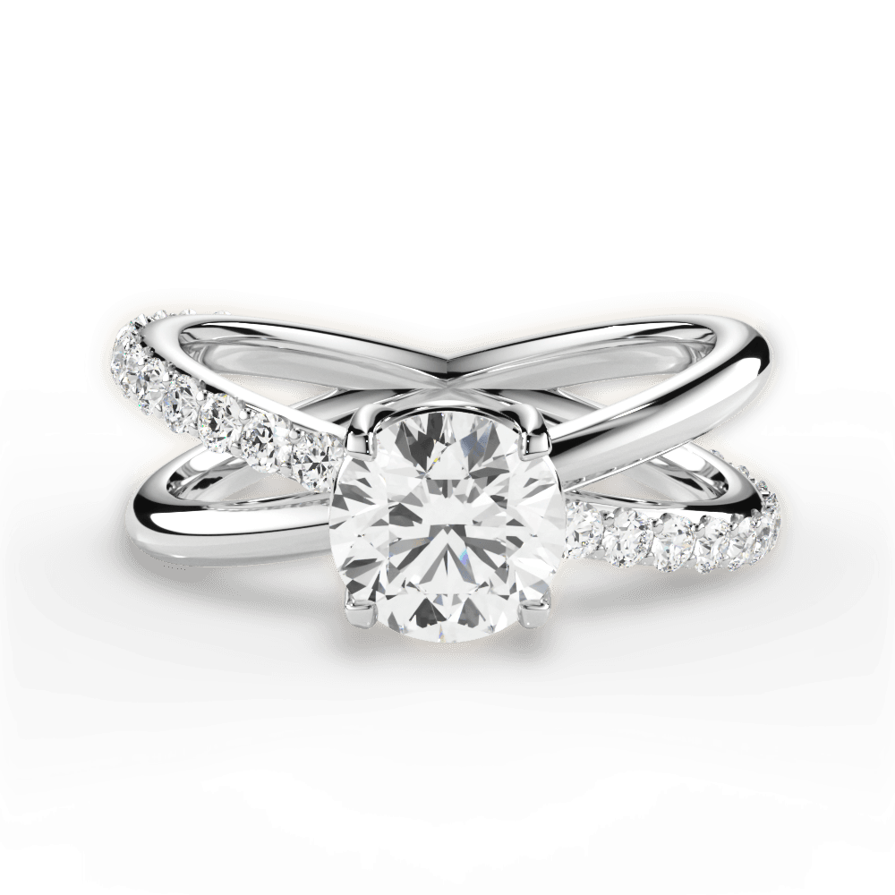 The Odette Round Cut 18kt White Gold Modern Open Band Diamond