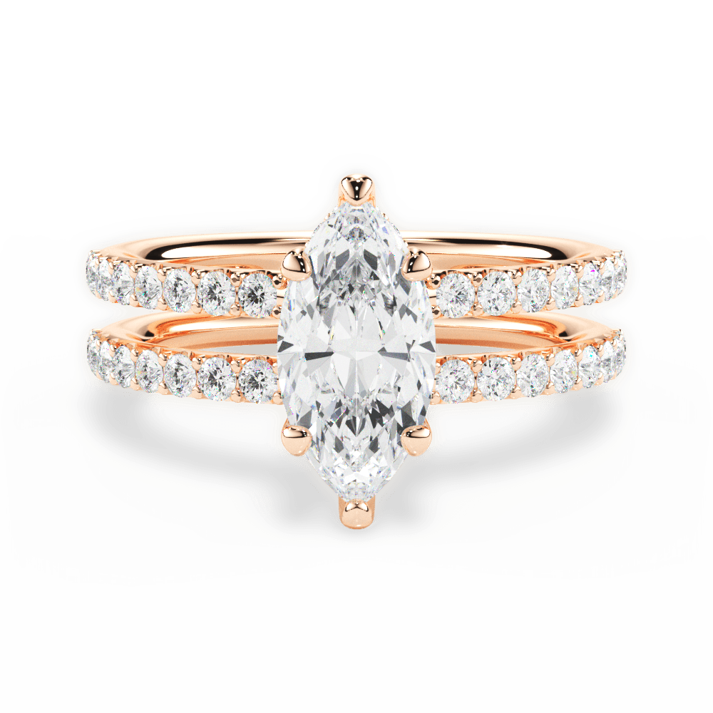The Astra Marquise Cut 18kt Rose Gold Double Row Diamond