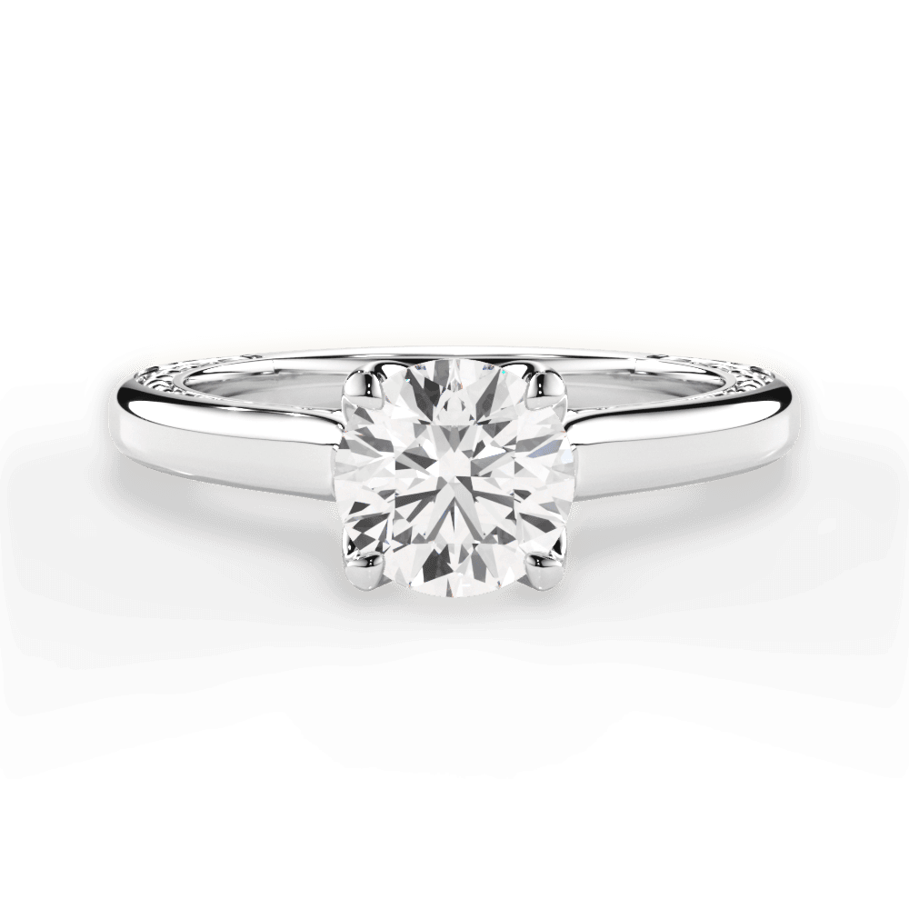 The Kenzie Round Cut 14kt White Gold Solitaire Diamond Braided