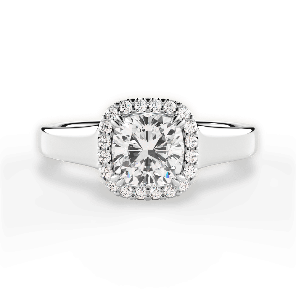 Customised 30 Pointer Square Halo Diamond Platinum Engagement Ring JL