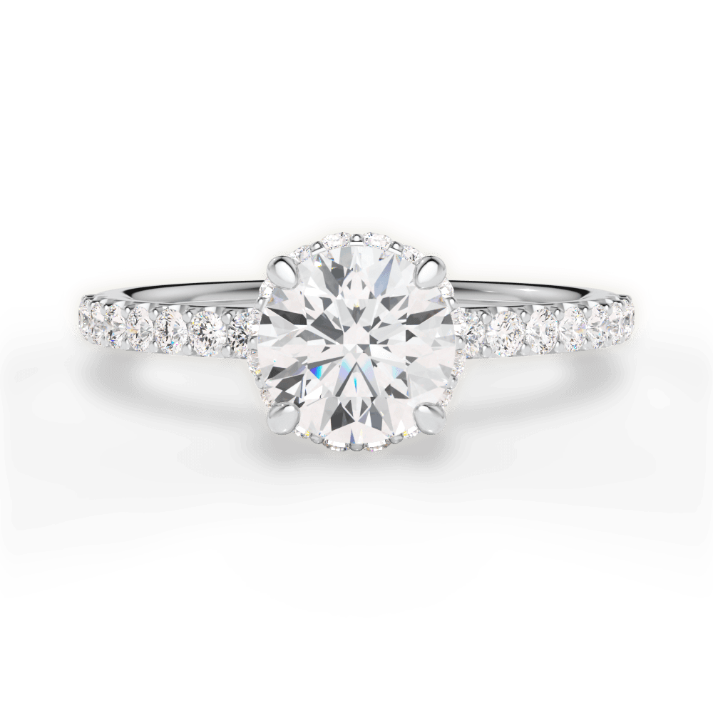 The Niki Round Cut 14kt White Gold Classic Diamond Band Engagement