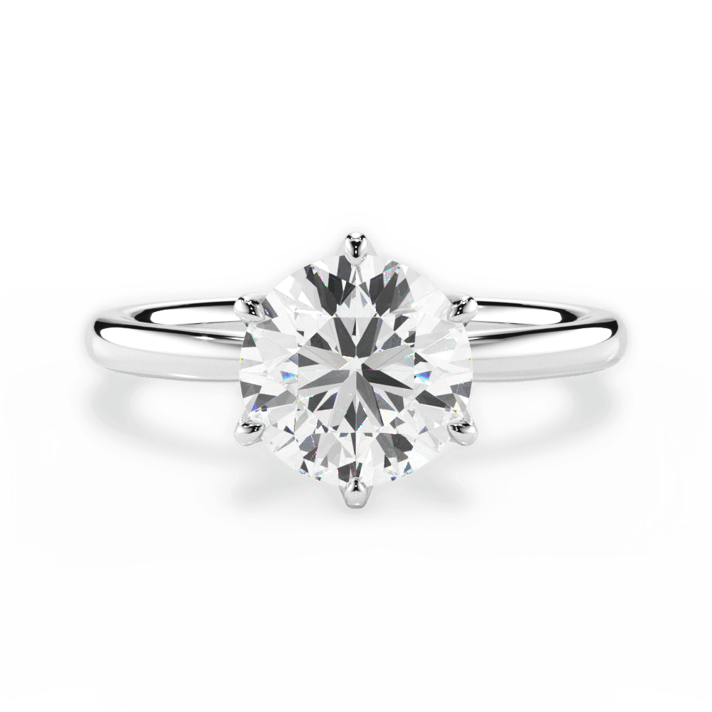 Round Classic Six Prong Solitaire Diamond Engagement Ring