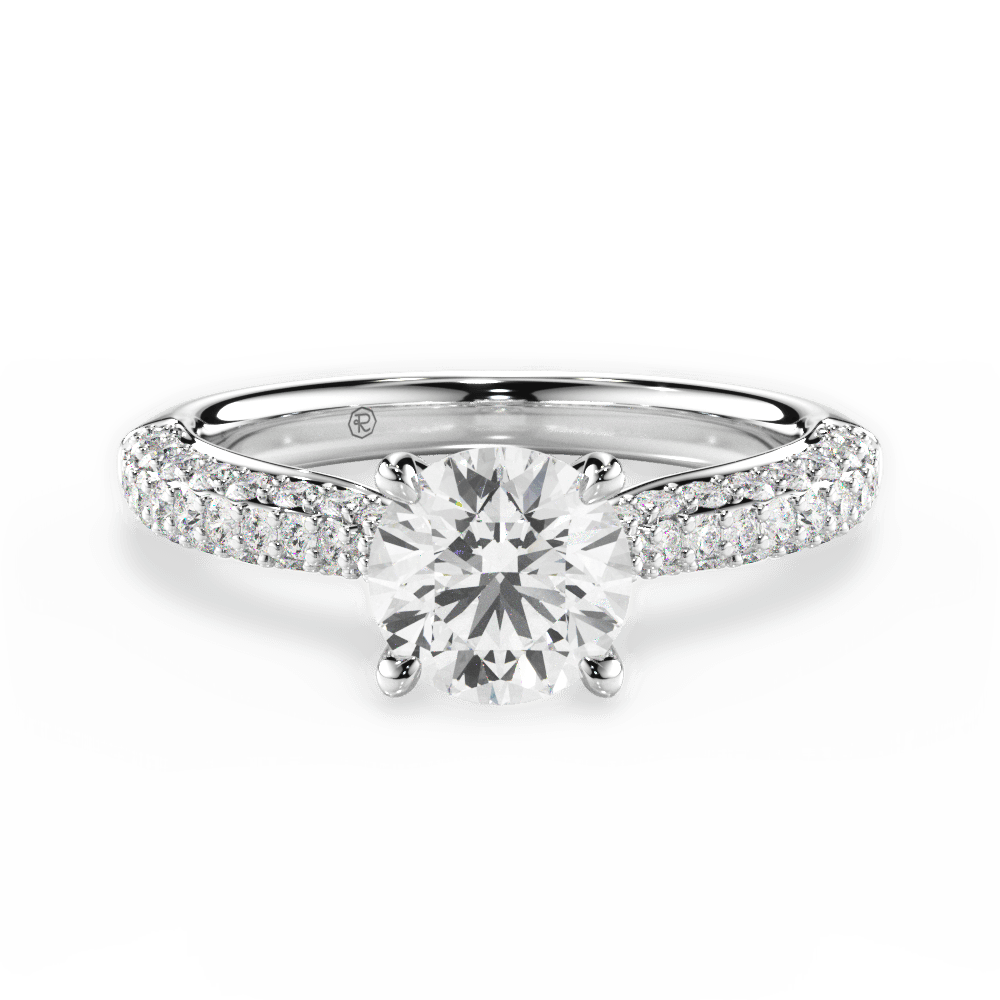 14K White Gold Diamond Pave Engagement Ring Setting