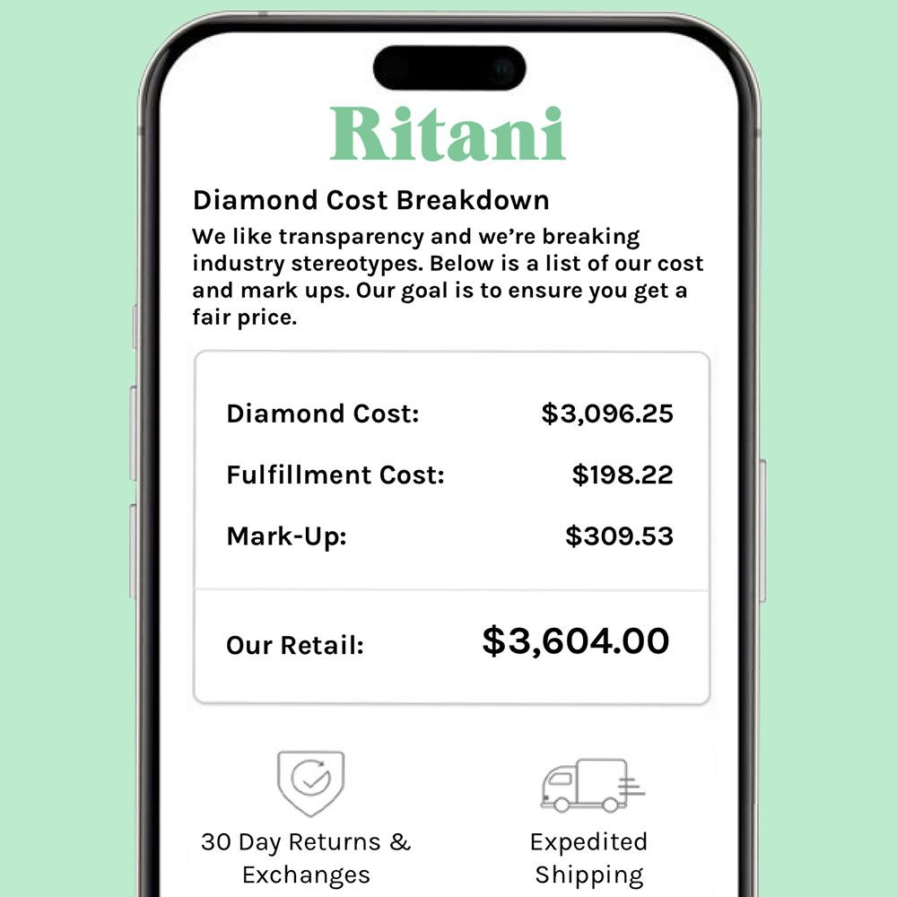 Image of a phone screen grab of a diamond pricing transparency tool