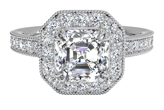 halo asscher engagement ring