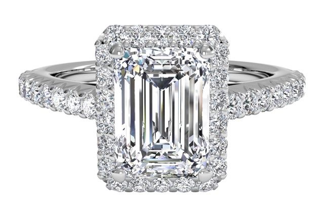 white gold emerald cut diamond ring