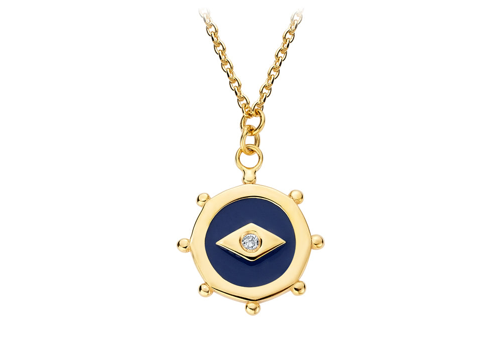 Diamond & Blue Enamel Nautical Medallion