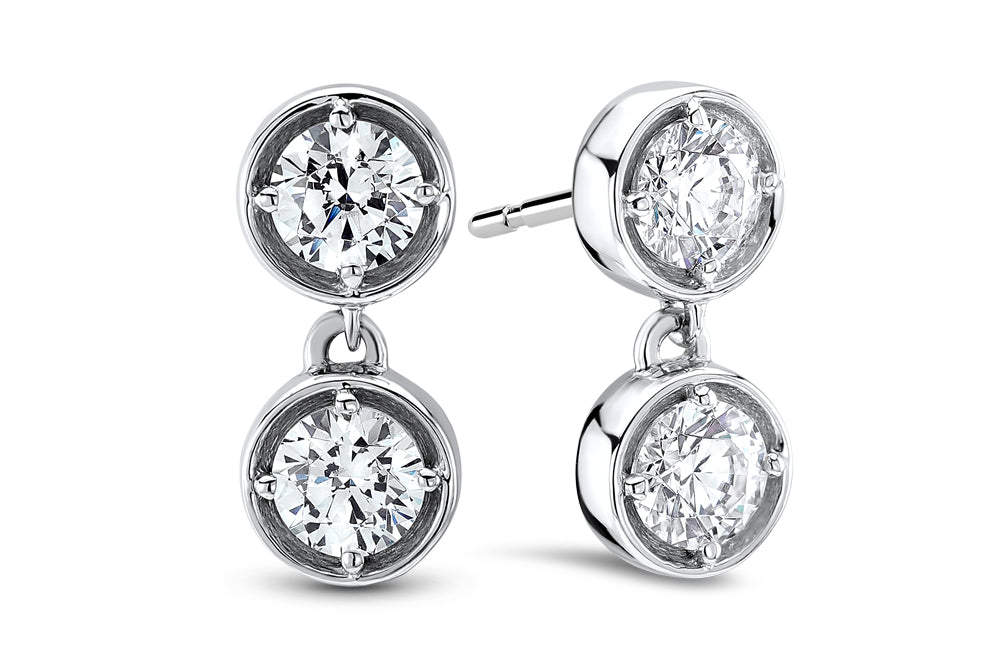 Two-stone Diamond Drop Earrings